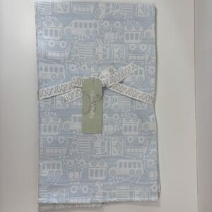 PEACOCK ALLEY Baby Boy Blanket Blue Trucks Cars 100% Cotton 30x40" NWT MSRP$125